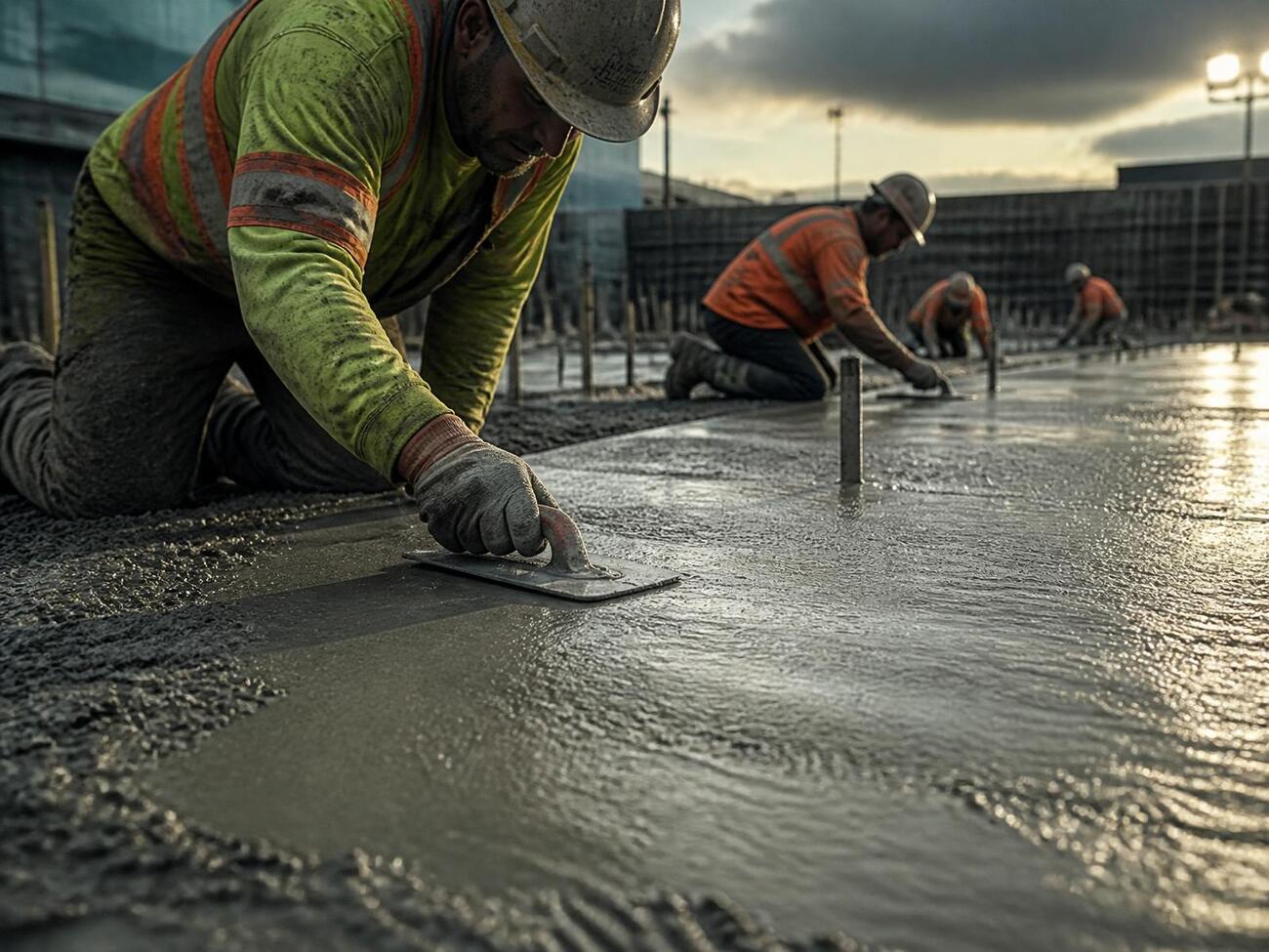 Regalia concrete crew finishing a fresh pour