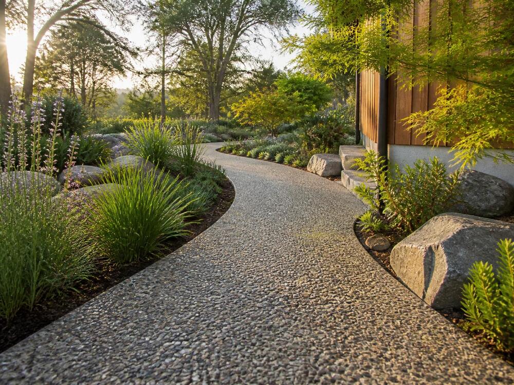 Curved front walk